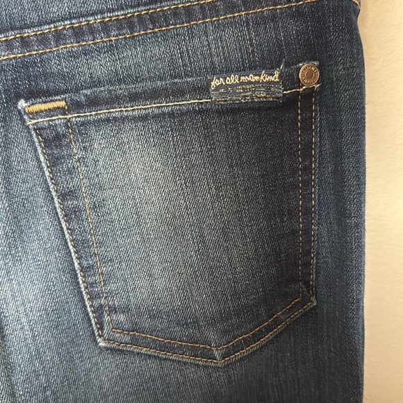 7 for All Mankind High Waist Skinny Jeans Sz 26 EUC Lightly Distressed Med Wash - Picture 6 of 14